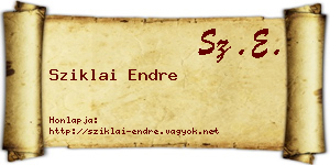 Sziklai Endre névjegykártya